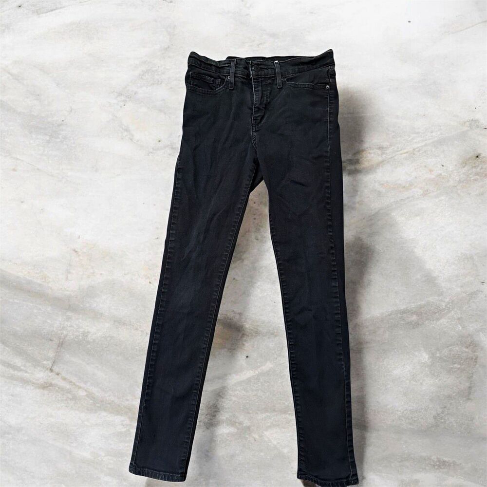 Women’s Levi’s Shaping Skinny Jeans Black Dark Wash Mid Rise 5-Pocket Size 28